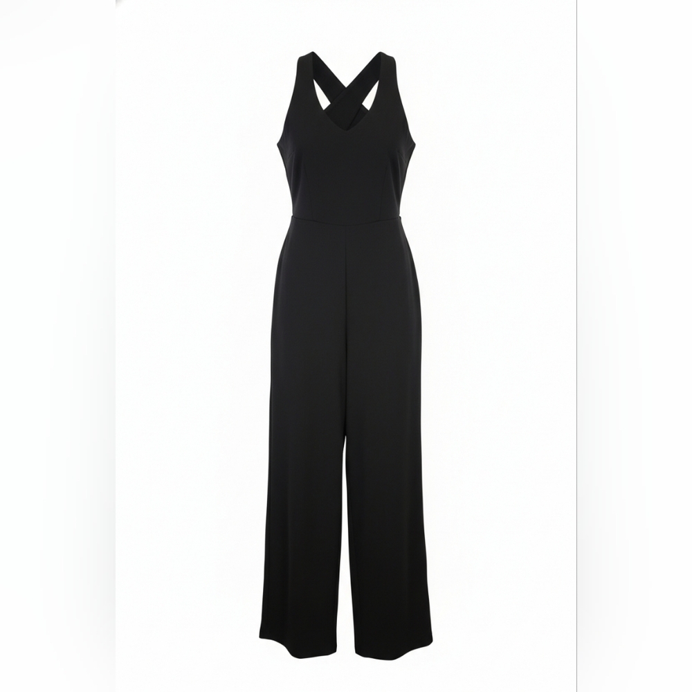 Elegant Black Cross-Back Jumpsuit